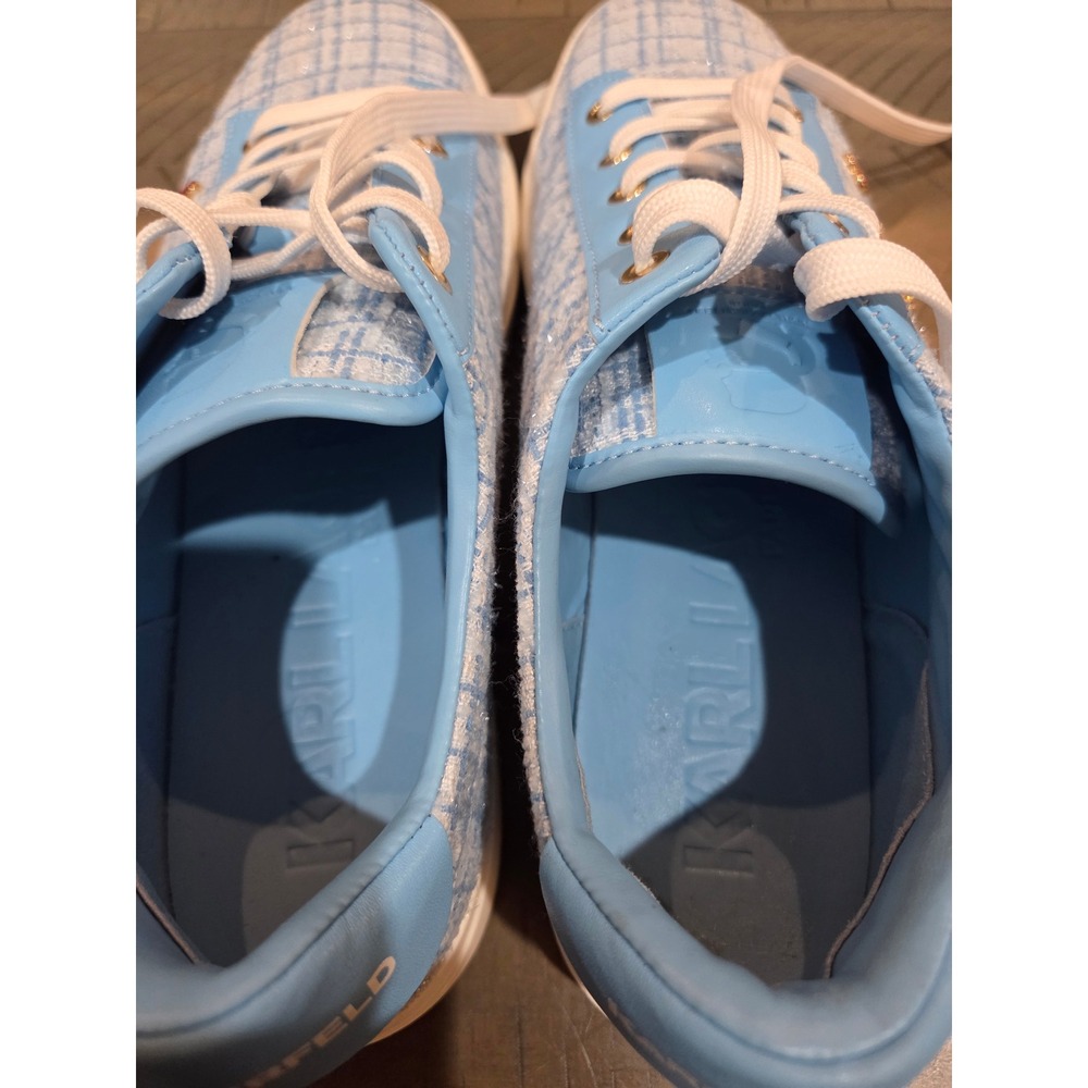 Karl Lagerfeld Paris Cambie Blue Tweed Choupette Charm Sneakers 8M KL265456 - Picture 6 of 8